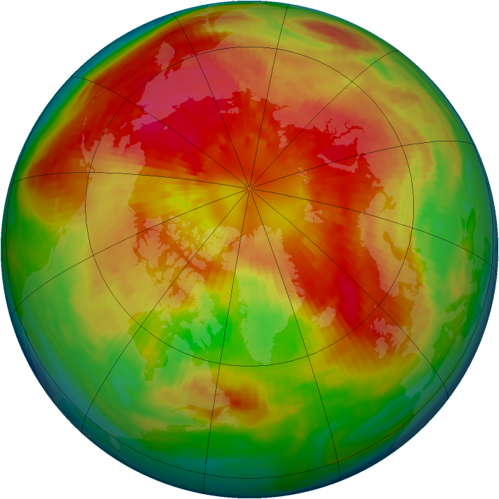 Arctic ozone map for 15 March 1985